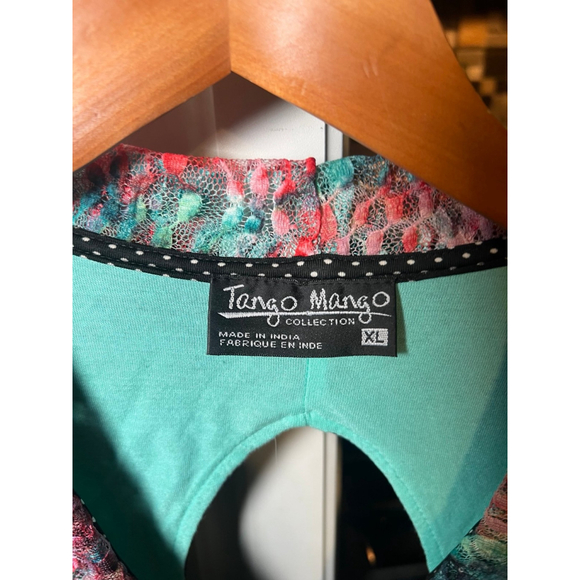 Tango Mango Multi Pattern Ruffled Botton V-Neck Dress XL - Picture 4 of 7